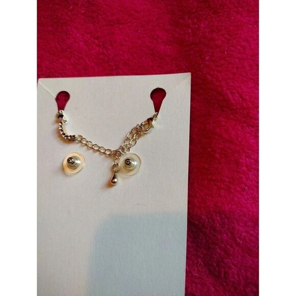 Austrian Purple and Clear Crystal Necklace and Earrings Set Titanium Post - Picture 5 of 6